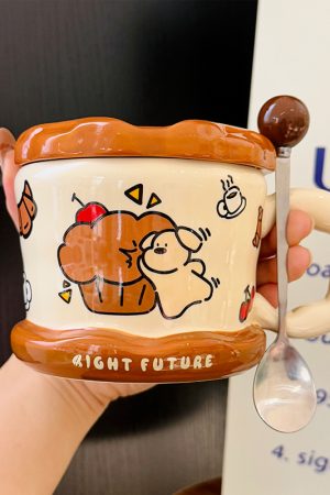 Charming Poodle Mug for Girls - High-End Ceramic Water Cup, Perfect for Breakfast and Couples