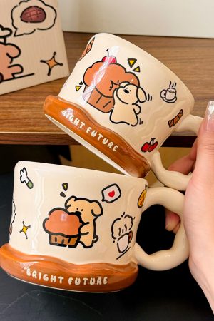 Charming Poodle Mug for Girls - High-End Ceramic Water Cup, Perfect for Breakfast and Couples