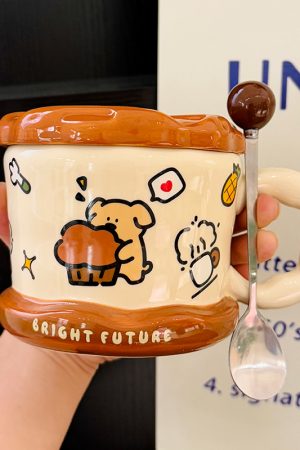 Charming Poodle Mug for Girls - High-End Ceramic Water Cup, Perfect for Breakfast and Couples