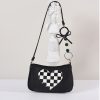 Checkered Heart-Shaped Crossbody Bag for Millennial Girls - Sweet Cool Design, 2023 Spring/Summer Style, High Quality