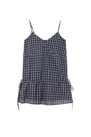 Checkered Long Camisole for Women - Strap Waist Casual Top in Summer 2025 Style, Perfect for Petite Sizes, Trendy 90s Inspired Fashion