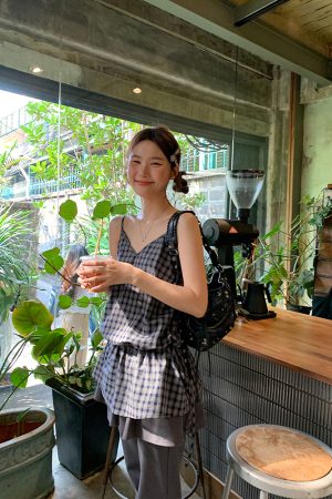 Checkered Long Camisole for Women - Strap Waist Casual Top in Summer 2025 Style, Perfect for Petite Sizes, Trendy 90s Inspired Fashion