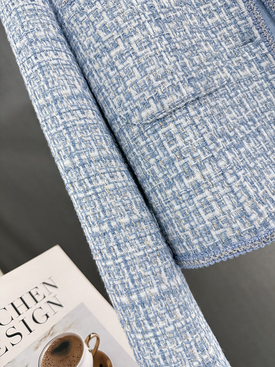 Chic Blue French-Style Short Jacket for Women – Trendy Spring Autumn Streetwear Top 2025 Chic Blue French-Style Short Jacket for Women – Trendy Spring Autumn Streetwear Top 2025