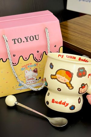 Chic Couple Ceramic Coffee Mugs - Perfect Gift for Girls' Graduation or Birthday, Stylish Home Drinkware Set