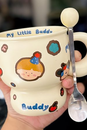 Chic Couple Ceramic Coffee Mugs - Perfect Gift for Girls' Graduation or Birthday, Stylish Home Drinkware Set