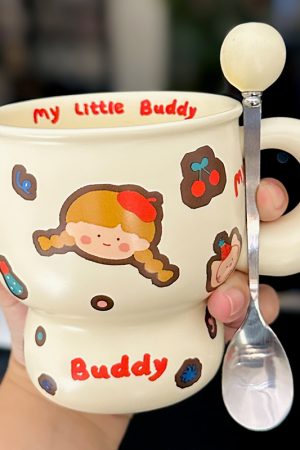 Chic Couple Ceramic Coffee Mugs - Perfect Gift for Girls' Graduation or Birthday, Stylish Home Drinkware Set