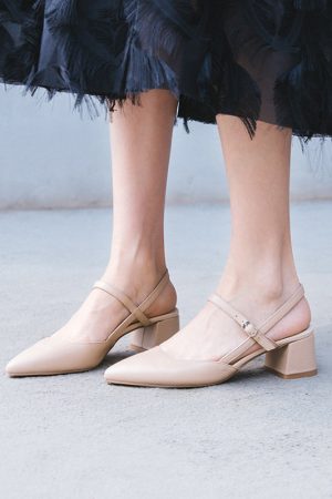 Chic Korean Style Genuine Leather Mid-Heel Sandals for Bridesmaids - Chunky Heel, Pointed Toe, Slimming Design for Spring/Summer