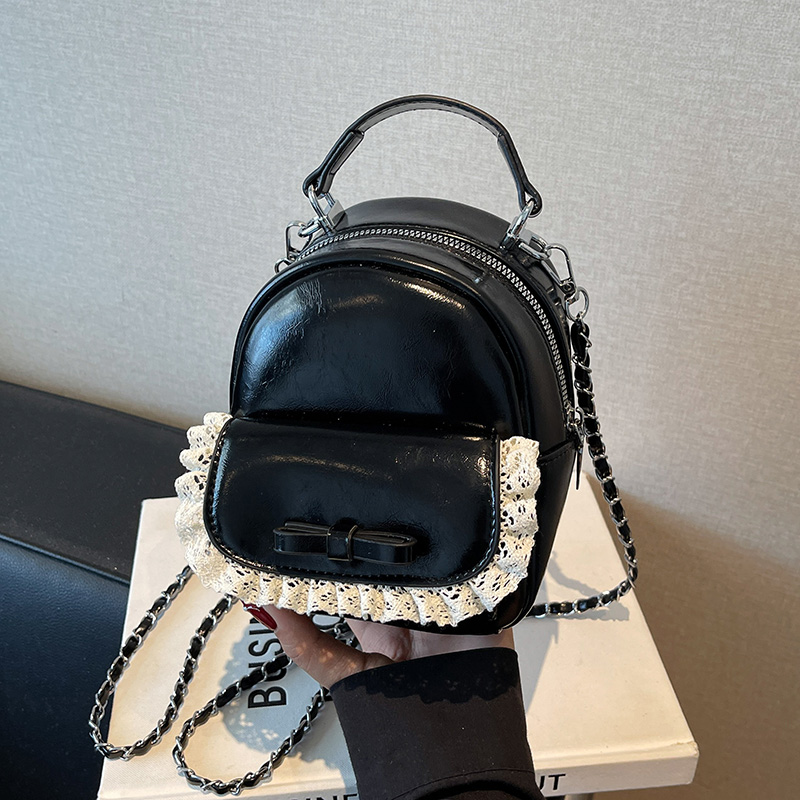 Chic Mini Cute Backpack Shoulder Bag for Women with Stylish Chain Detail and Elegant Lace Trim Chic Mini Cute Backpack Shoulder Bag for Women with Stylish Chain Detail and Elegant Lace Trim