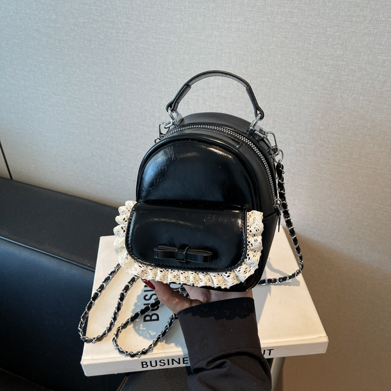 Chic Mini Cute Backpack Shoulder Bag for Women with Stylish Chain Detail and Elegant Lace Trim Chic Mini Cute Backpack Shoulder Bag for Women with Stylish Chain Detail and Elegant Lace Trim