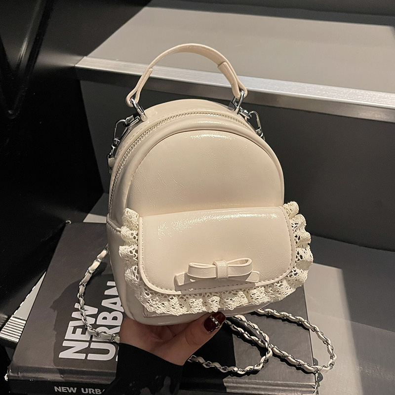 Chic Mini Cute Backpack Shoulder Bag for Women with Stylish Chain Detail and Elegant Lace Trim Chic Mini Cute Backpack Shoulder Bag for Women with Stylish Chain Detail and Elegant Lace Trim