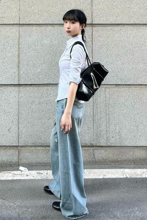 Chic Retro Hong Kong Style Color-Blocked Striped Short Sleeve Shirt for Women - Waist-Cinching Slim Fit Summer Top