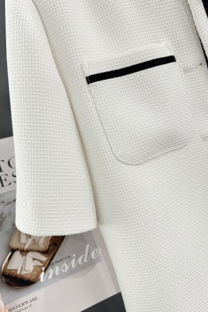 Chic White French Style Short Sleeve Blazer for Women - Summer Lightweight 2025 Fashion Elegant Suit