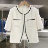 Chic White French Style Short Sleeve Blazer for Women - Summer Lightweight 2025 Fashion Elegant Suit