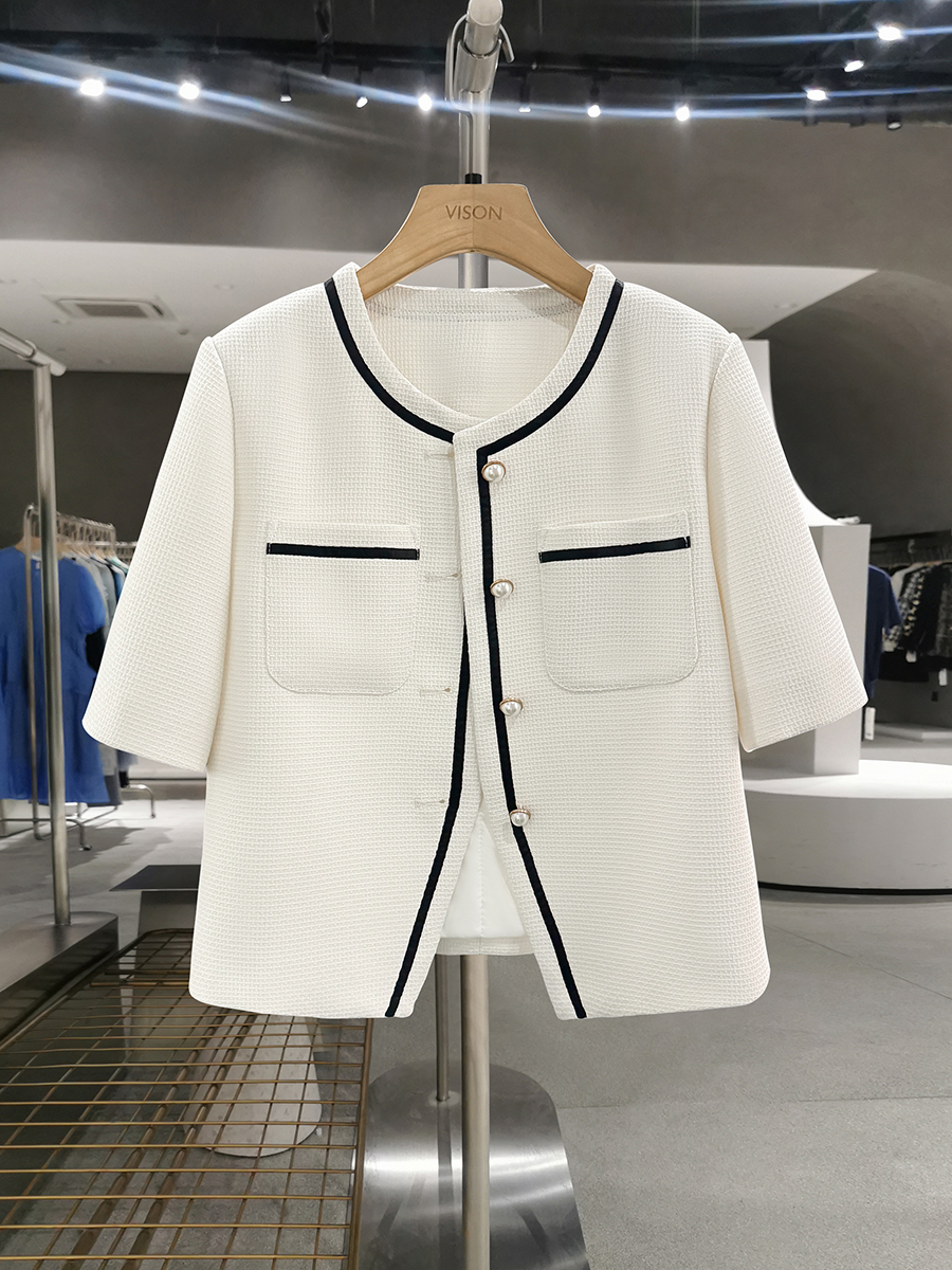 Chic White French Style Short Sleeve Blazer for Women - Summer Lightweight 2025 Fashion Elegant Suit Chic White French Style Short Sleeve Blazer for Women - Summer Lightweight 2025 Fashion Elegant Suit