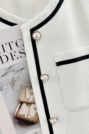 Chic White French Style Short Sleeve Blazer for Women - Summer Lightweight 2025 Fashion Elegant Suit