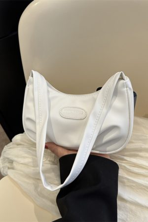 Chic Women's White Baguette Shoulder Bag - Versatile French Style Underarm Bag for Summer 2025