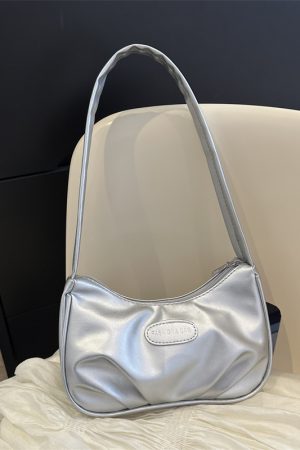 Chic Women's White Baguette Shoulder Bag - Versatile French Style Underarm Bag for Summer 2025