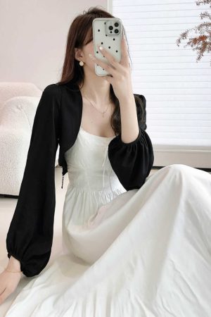 Chiffon Sun Protection Shawl Top for Women, Lantern Sleeves, Beaded Tassel, Versatile Slimming Outerwear for Spring & Summer