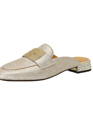 Chinese-Style Closed-Toe Flat Mules in Genuine Leather - Italian Corso Venezia Inspired Lazy Cool Slippers for Effortless Chic