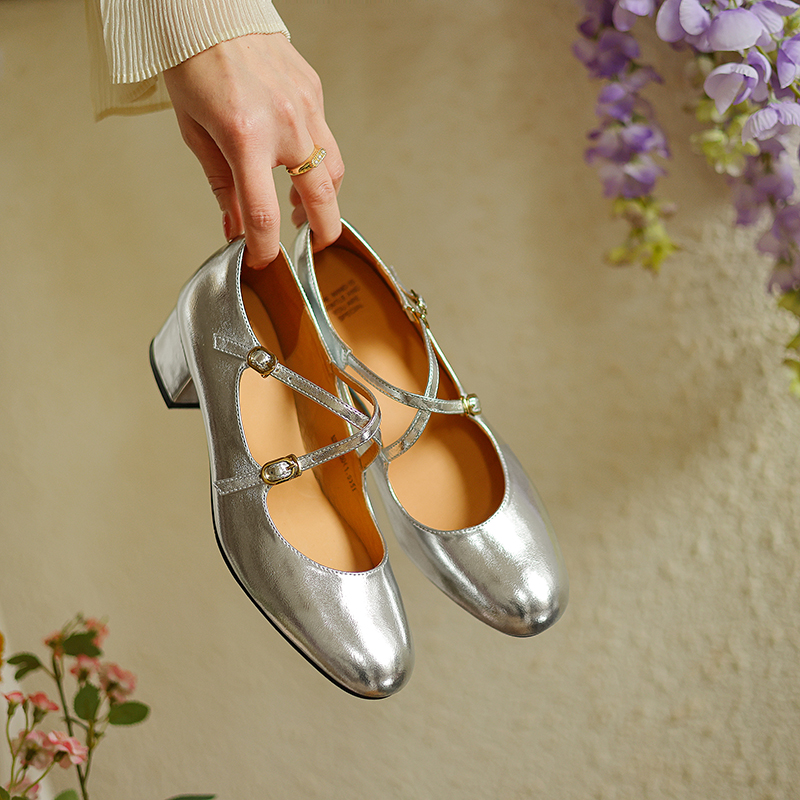 Chinese Style Genuine Leather Cross Strap Mid-Heel Mary Jane Shoes for Women - Elegant Spring Fashion Footwear Chinese Style Genuine Leather Cross Strap Mid-Heel Mary Jane Shoes for Women - Elegant Spring Fashion Footwear