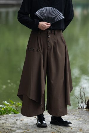 Chinese-Style Layered Retro Trousers for Men and Women - Loose Draped Long Pants for a High-End National Look
