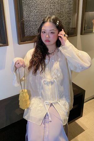 Chinese Style National Wind Shirt for Women - Unique Spring Top 2025, Elegant Design, Vintage Aesthetic, Bohemian Fashion