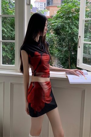 Chinese Style Qipao Collar Button Short Top and Pants Set - Three-Dimensional Printed Summer Outfit for a Chic Look