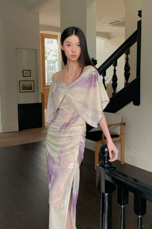 Chinese-Style Vacation Dress with Chest Pads - Flowing Kite Shadow Design, Deconstructed Aesthetic for Effortless Summer Style