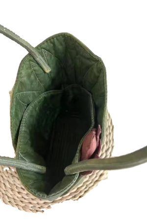 Chinese Wind Lotus Leaf Tote Bag - Retro Handheld Shoulder Bucket Bag - 2024 New Style Fashion Handbag