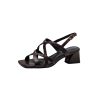 Chunky Heel Genuine Leather Open-Toe Hollow Back Strap Sandals for Women - Stylish Italian Design