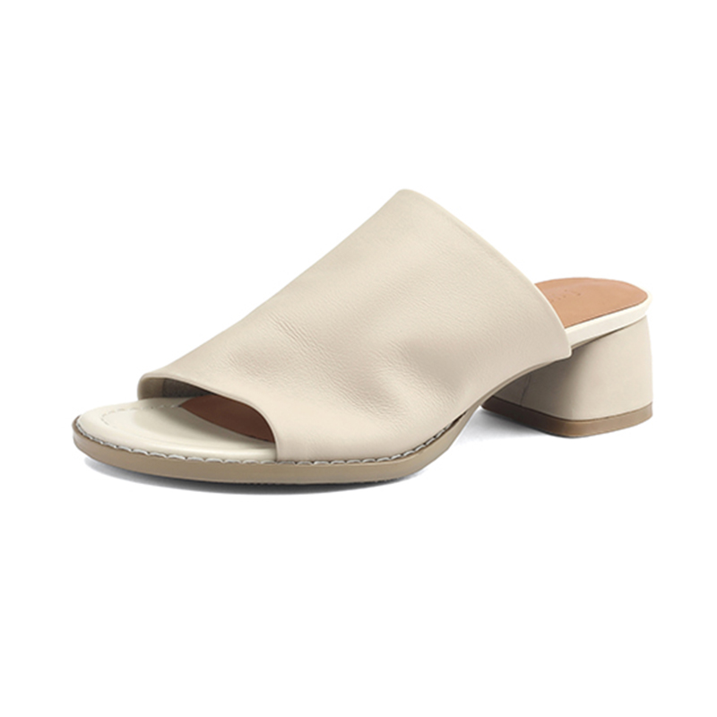 Chunky Heel Half Mules Sandals for Summer - Pure Leather One-Strap Cool Mules - Stylish Italian Summer Footwear Chunky Heel Half Mules Sandals for Summer - Pure Leather One-Strap Cool Mules - Stylish Italian Summer Footwear
