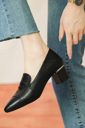 Chunky Heel Italian-Style Genuine Leather Soft Sole Shoes for Spring and Autumn - Comfortable French Fashion Footwear