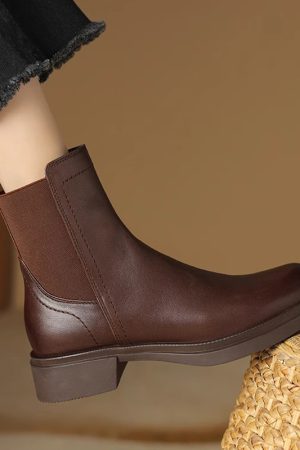 Chunky Heel Martin Boots in Italian-Style Soft Leather, 4 cm Comfort Sole, Cowhide, Trendy and Durable Footwear