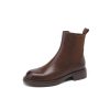 Chunky Heel Martin Boots in Italian-Style Soft Leather, 4 cm Comfort Sole, Cowhide, Trendy and Durable Footwear