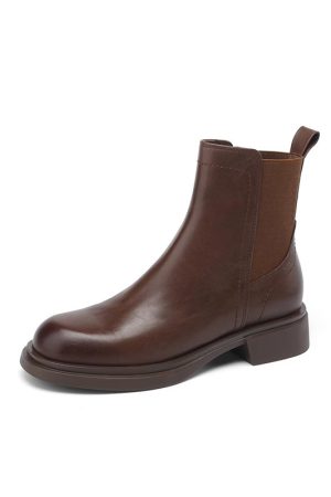 Chunky Heel Martin Boots in Italian-Style Soft Leather, 4 cm Comfort Sole, Cowhide, Trendy and Durable Footwear