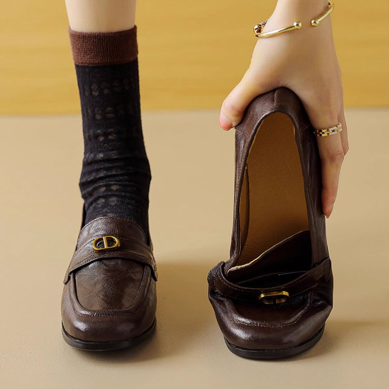 Chunky Heel Retro Loafers - Italian-Style Soft Sole Comfortable Shoes for Spring and Autumn Chunky Heel Retro Loafers - Italian-Style Soft Sole Comfortable Shoes for Spring and Autumn