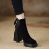 Chunky Heel Short Boots - Waterproof Genuine Leather, Height-Enhancing 9CM, Stylish Coffee Color, Perfect for Y2K and 90s Fashion