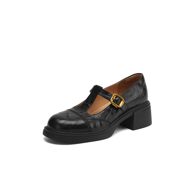 Chunky Heel T-Strap Loafers for Women - Mid-Heel Round Toe Hollow-Out Leather Shoes, 2025 Trendy Fashion Footwear Chunky Heel T-Strap Loafers for Women - Mid-Heel Round Toe Hollow-Out Leather Shoes, 2025 Trendy Fashion Footwear