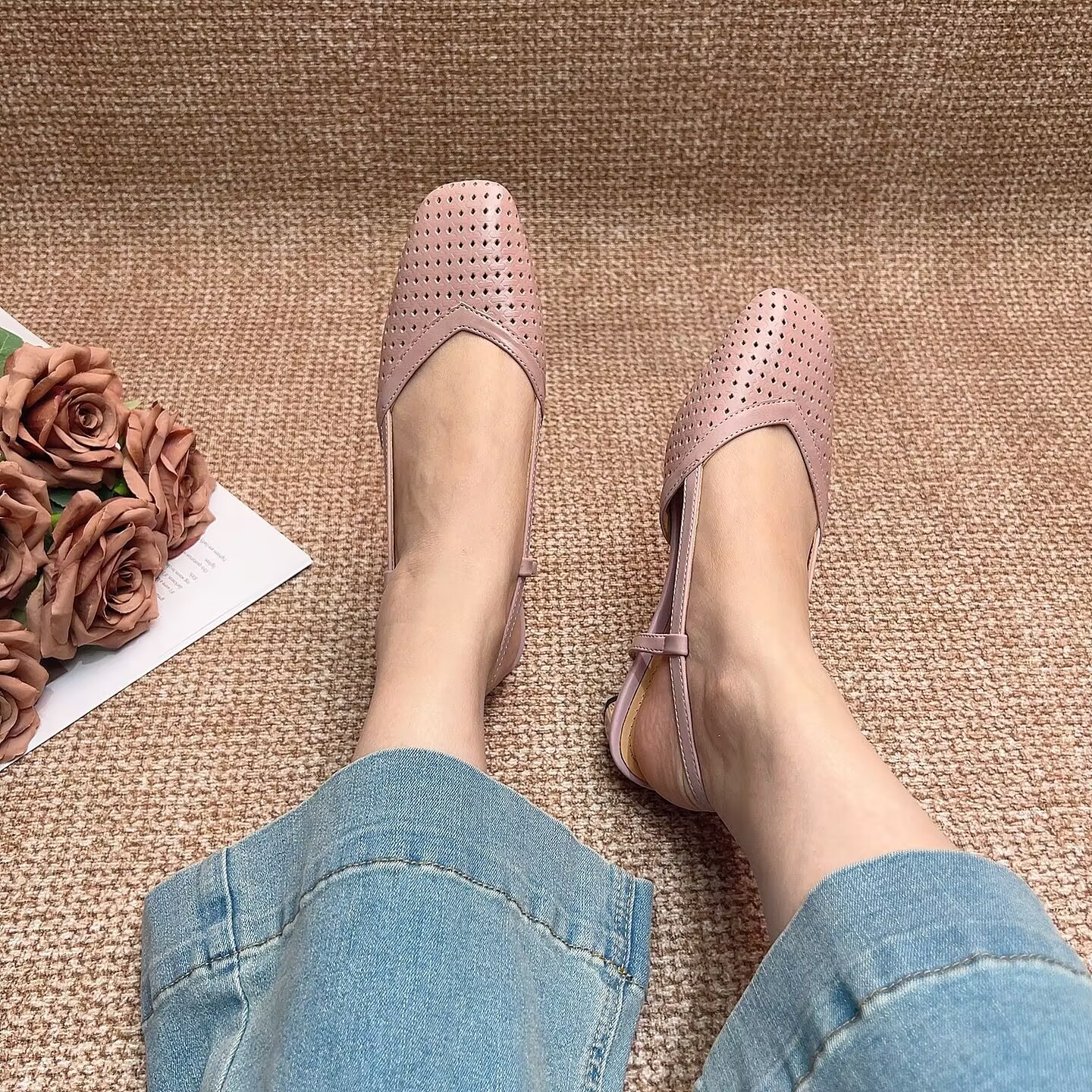 Chunky Heeled Hollow Out Open-Toe Sandals for Women - Summer Genuine Leather Backless Footwear - 3CM Comfort Sole Chunky Heeled Hollow Out Open-Toe Sandals for Women - Summer Genuine Leather Backless Footwear - 3CM Comfort Sole