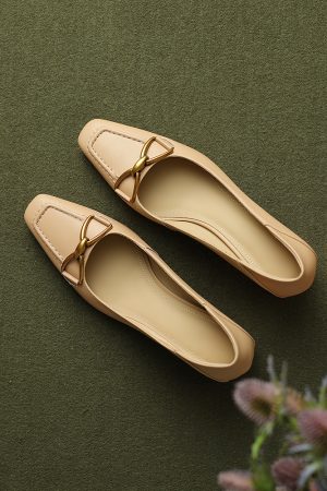 Chunky High Heels for Women - Retro French Literary Style Genuine Leather Two-Way Wear with Metal Buckle