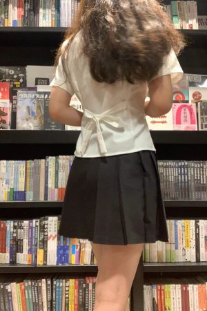 Cinch Waist Short-Sleeve Shirt, Japanese College Style Top, Spicy Girl Outfit, Spring/Summer Women's Fashion