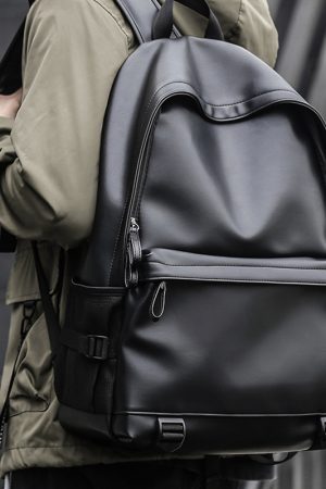 Classic Men's Leather Laptop Backpack - Large Capacity Casual College Book Bag