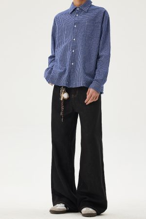 Classic Raw Denim Washed Wide-Leg Jeans for Men â€“ Loose Fit Casual Versatile Long Pants for Spring and Summer Fashion