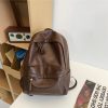 Classic Retro Unisex Soft Leather Backpack - Waterproof Solid Color Laptop Bag for Students and Daily Use