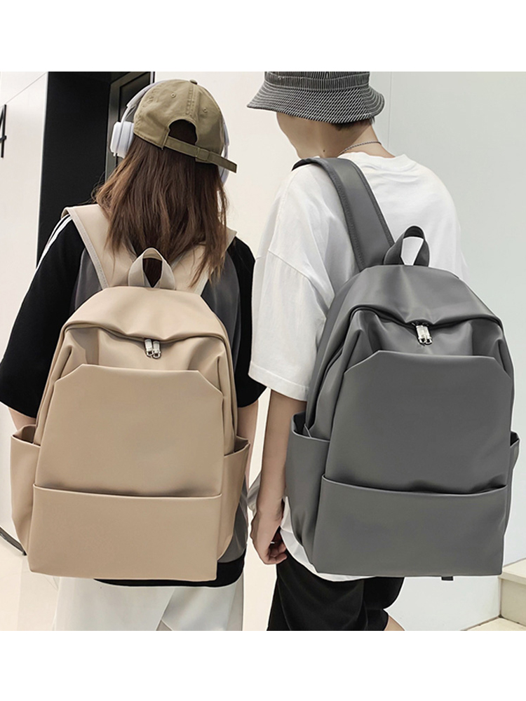 Classic Solid Color Water-Resistant Backpack for Women, High-End Versatile Large-Capacity Student Bag, Trendy Everyday Style Classic Solid Color Water-Resistant Backpack for Women, High-End Versatile Large-Capacity Student Bag, Trendy Everyday Style