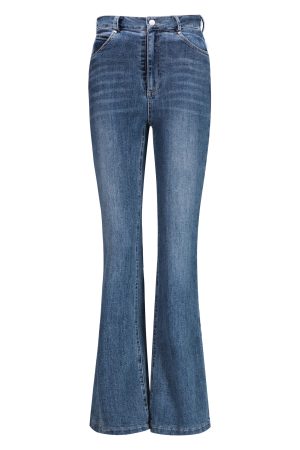 Classic Washed High-Waisted Flared Jeans for Women - Vintage 90s Style, Trendy Casual Denim Trousers