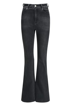 Classic Washed High-Waisted Flared Jeans for Women - Vintage 90s Style, Trendy Casual Denim Trousers