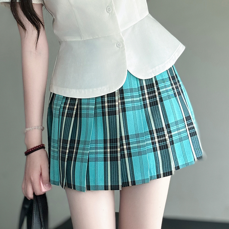 Coastal Pudding Bear JK Uniform Women's Checkered Pleated Half Skirt - Summer School Style, Cute Y2K Fashion Coastal Pudding Bear JK Uniform Women's Checkered Pleated Half Skirt - Summer School Style, Cute Y2K Fashion