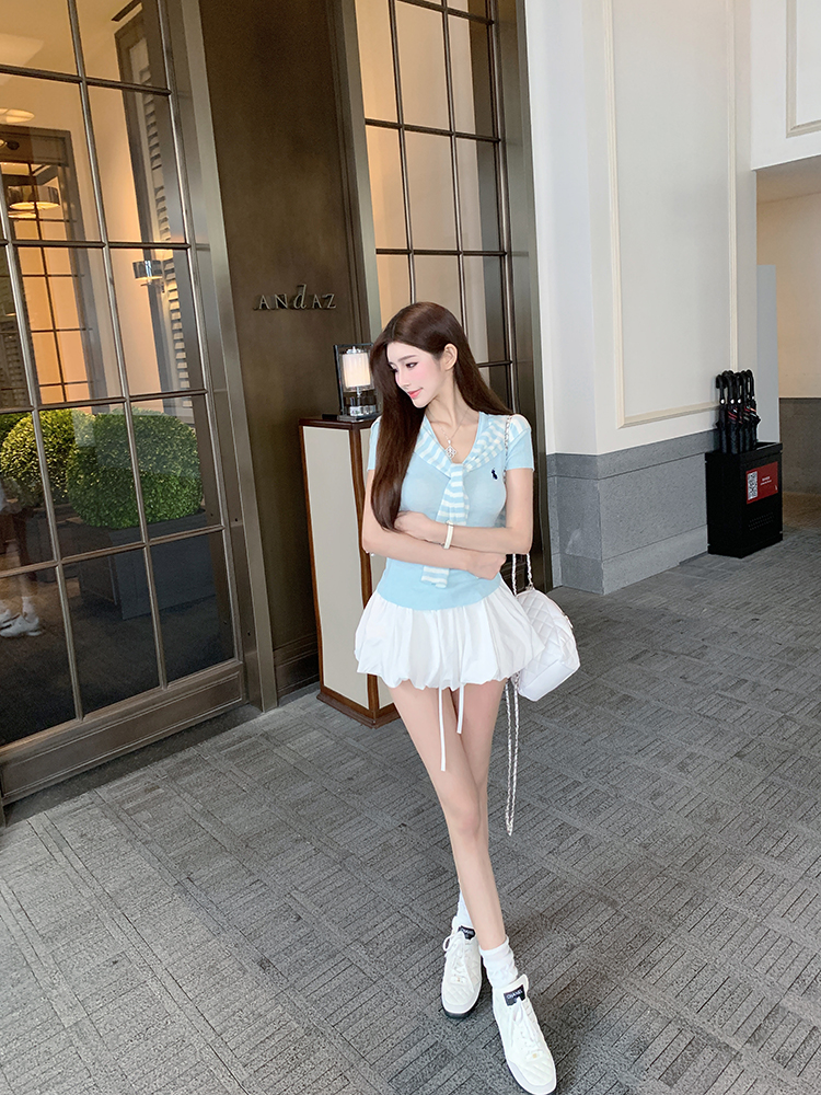 College Style Knitted Cardigan and Top Two-Piece Set - Casual Fashion Essential for Y2K and Korean Style Looks College Style Knitted Cardigan and Top Two-Piece Set - Casual Fashion Essential for Y2K and Korean Style Looks