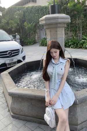 College Style Lapel Shawl Dress - New Arrival Internet Celebrity Fashion, Trendy 90s Inspired Look